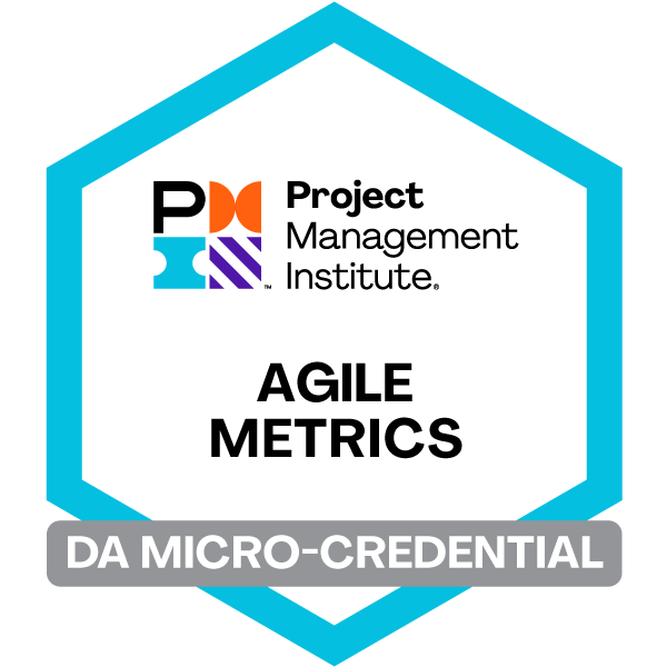 Alicia Morgan Agile Metrics Micro-credential badge. 