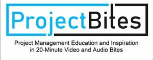 ProjectBites logo with white background box with Project in blue and Bites in black.
