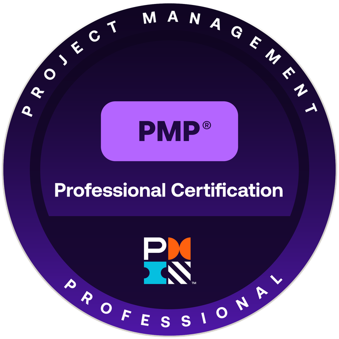 PMI circle PMP Project Management Professional Certification logo.