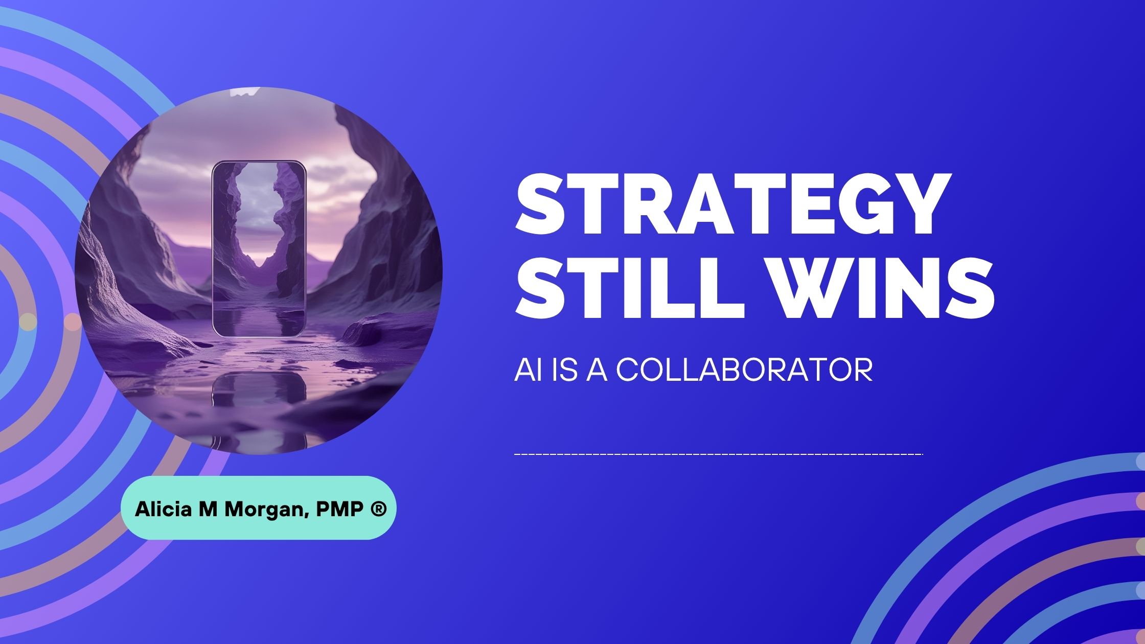 Blue background with circle image looks like phone.